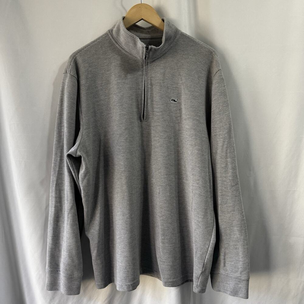 VINEYARD VINES Gray 1/4 Zip Pullover Size XL Whale Logo Preppy Nautical Classic